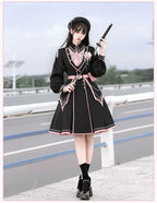 Chunlv Dark Pink Military Lolita OP Dress and Cloak - image 25
