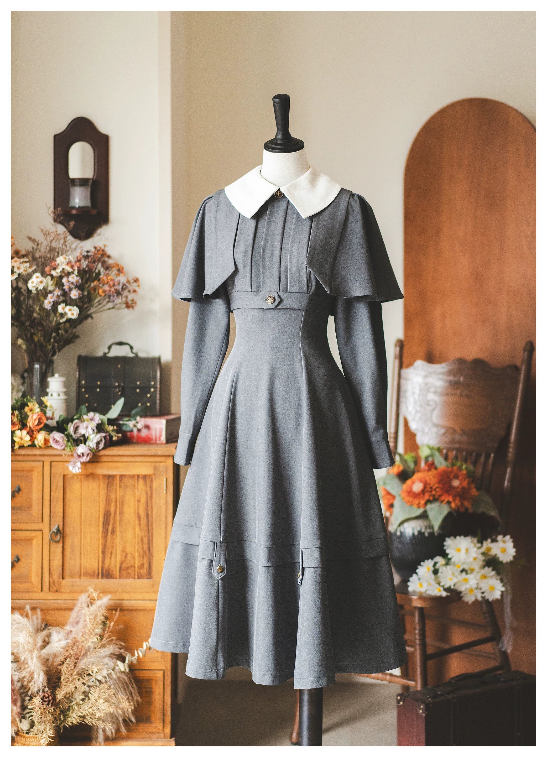Forest Antique Box - Classic Lolita OP Dress with Detachable Short Cape - image 7
