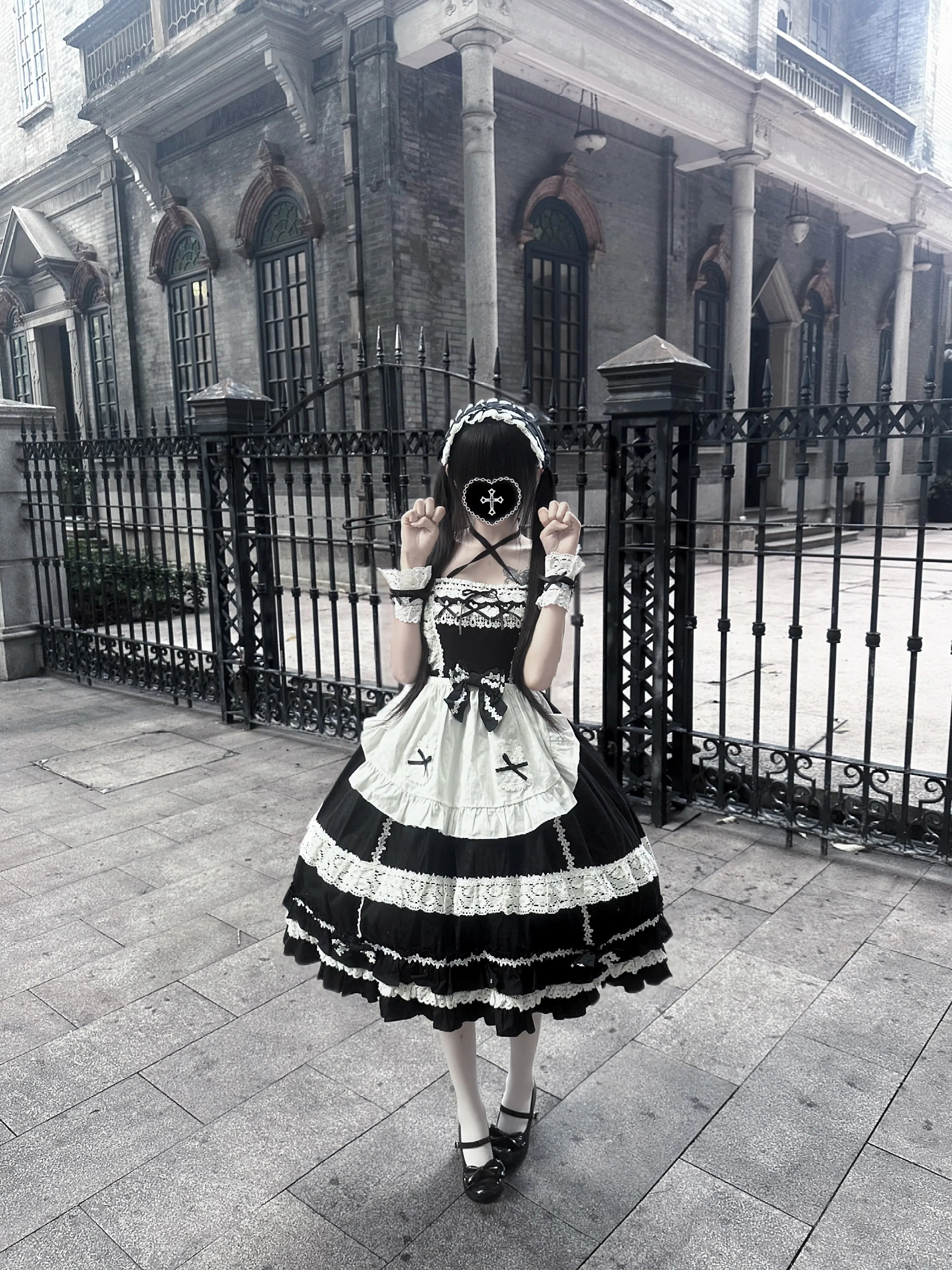 First Generation Doll - Black Old School Lolita Halter JSK Dress with Lace and Accessories - image 11