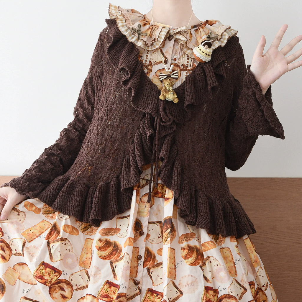 Sunset Bouquet - Elegant Lolita Cardigan, Flounce Hem - image 1