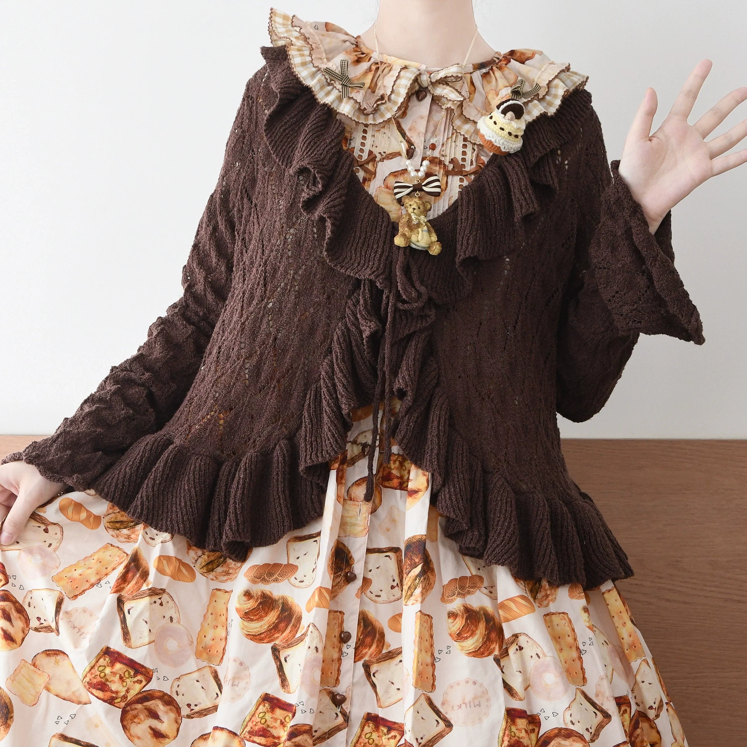 Sunset Bouquet - Elegant Lolita Cardigan, Flounce Hem - image 1