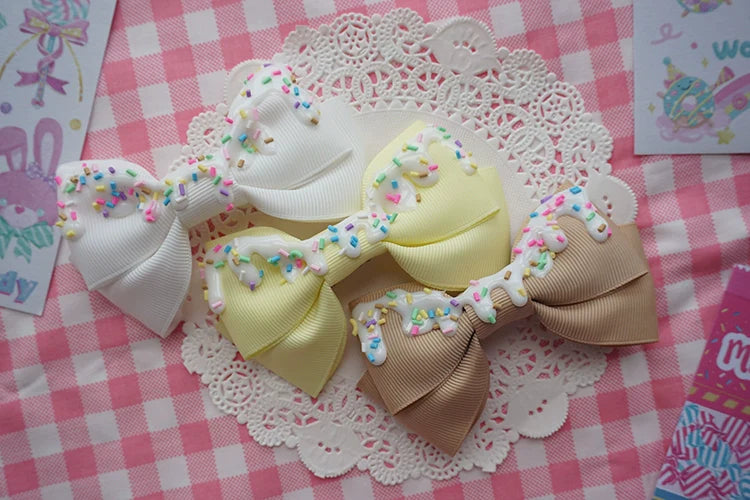 Handmade Sweet Lolita Cream Cake Bow Hair Clip - image 5