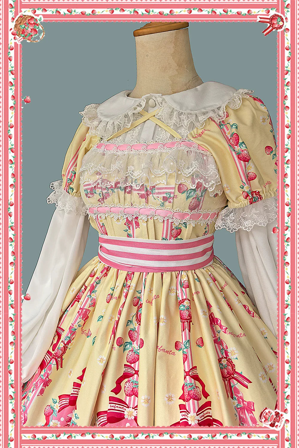 Strawberry Chef - Printed Old School Lolita OP and Accessories - image 11