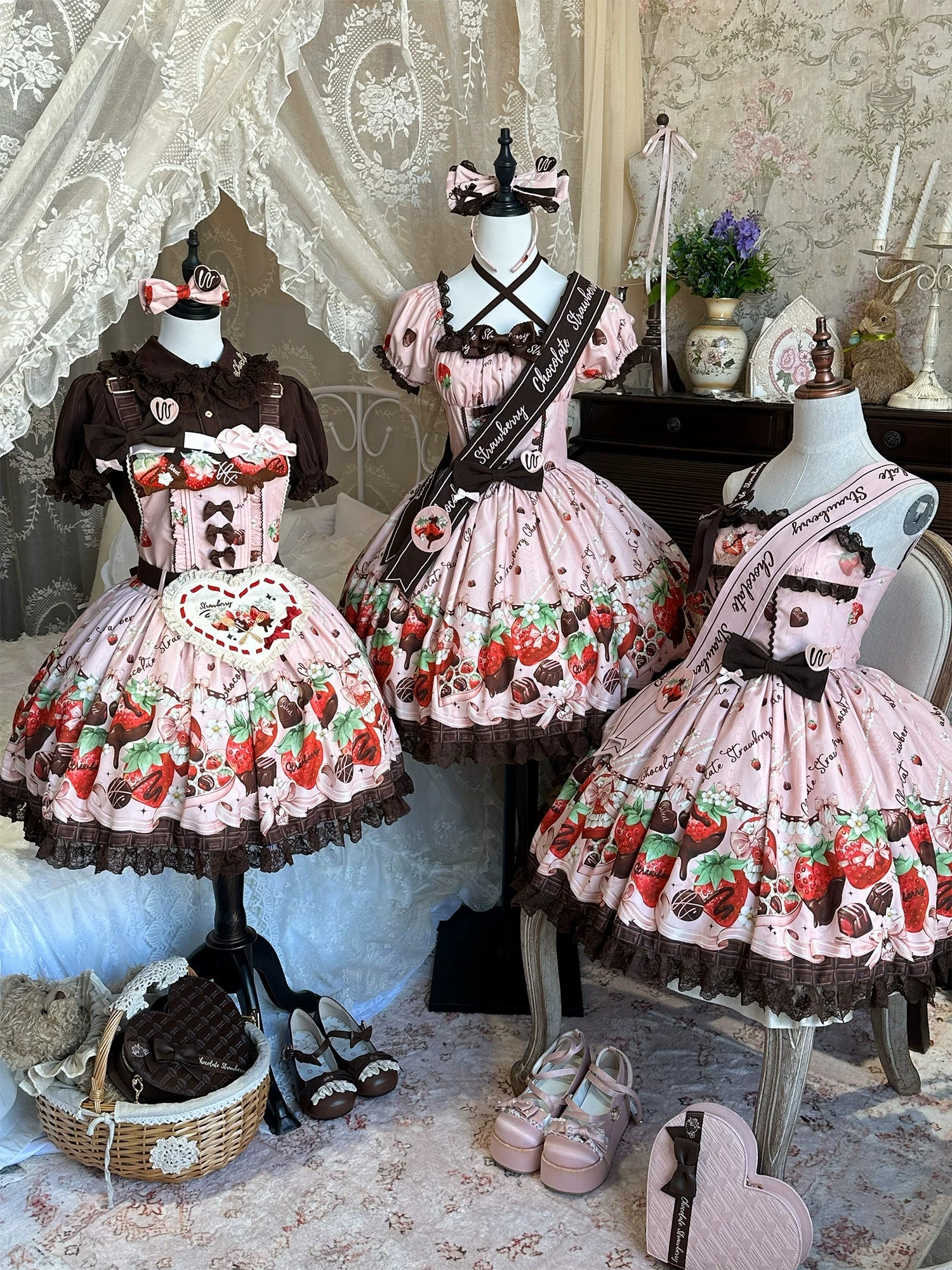 Strawberry Chocolate Lovers Sweet Lolita Embroidered Dress - image 35