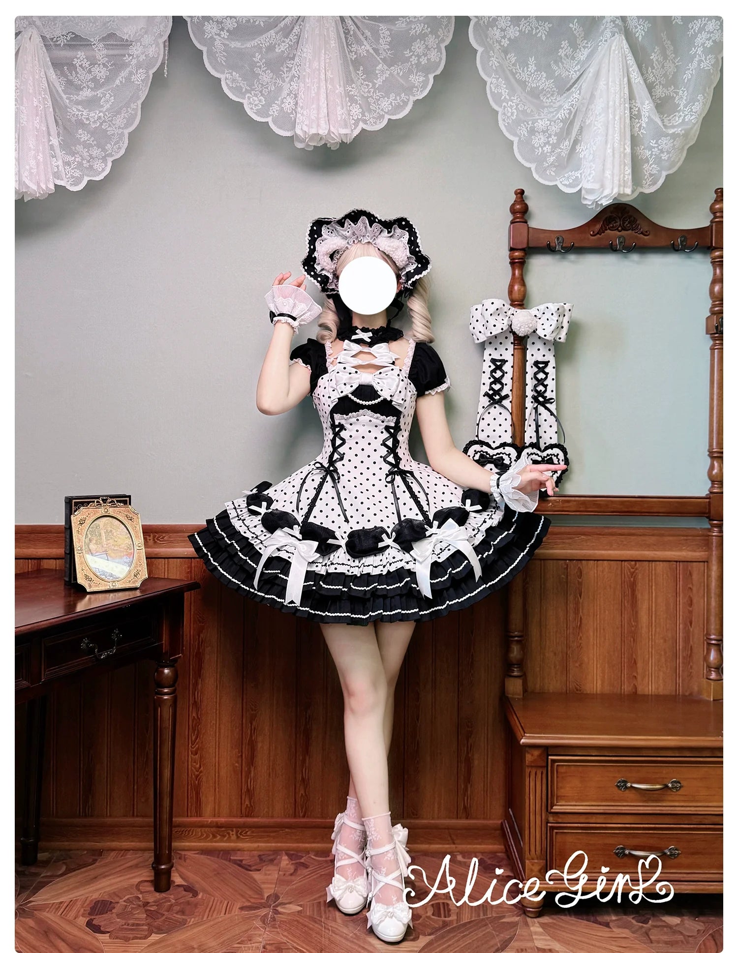Old School Lolita Halter Neck OP Dress, Polka Dot Accent - image 25