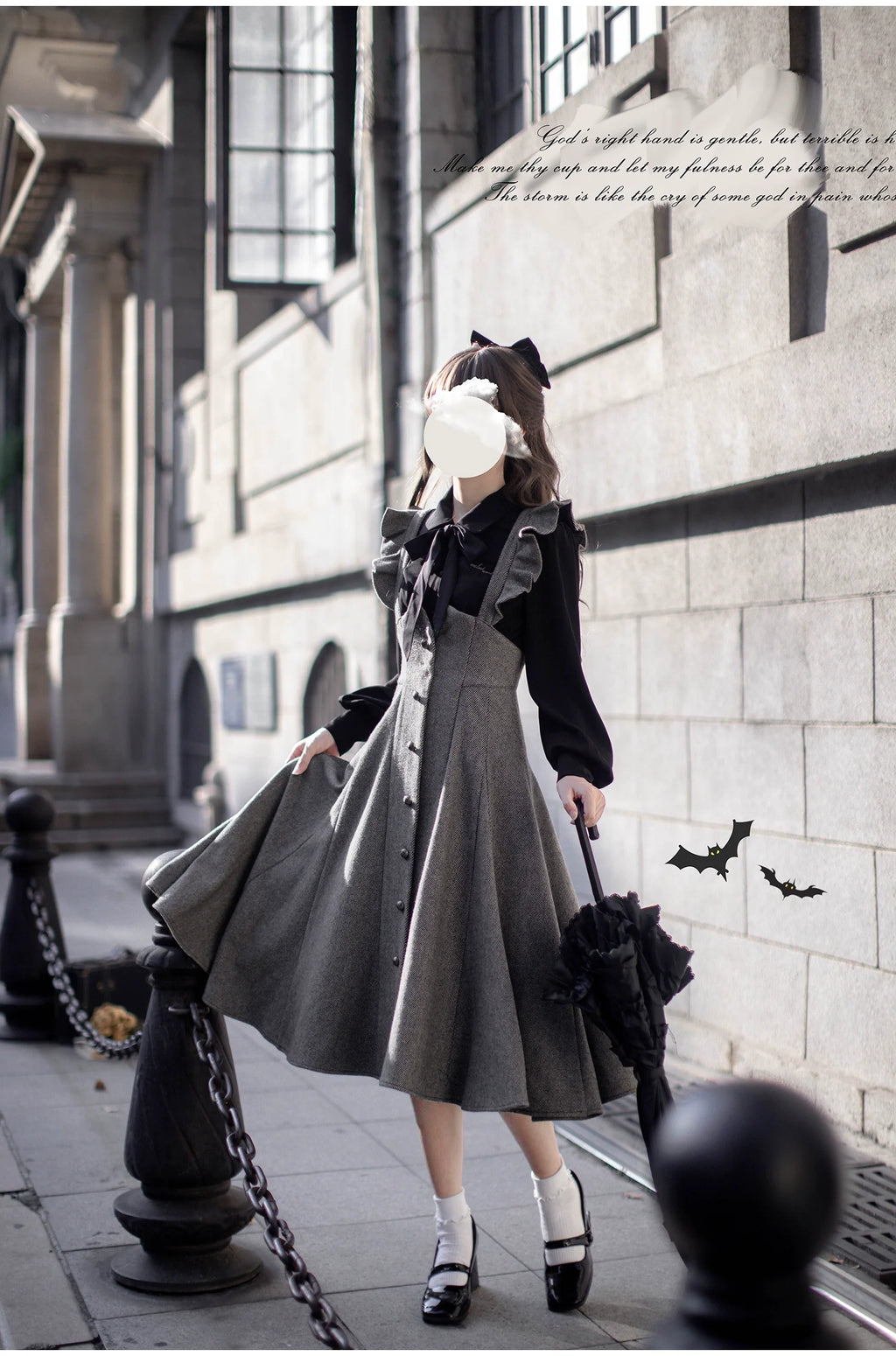 Serena - Elegant Woolen Lolita JSK Dress Set - image 3