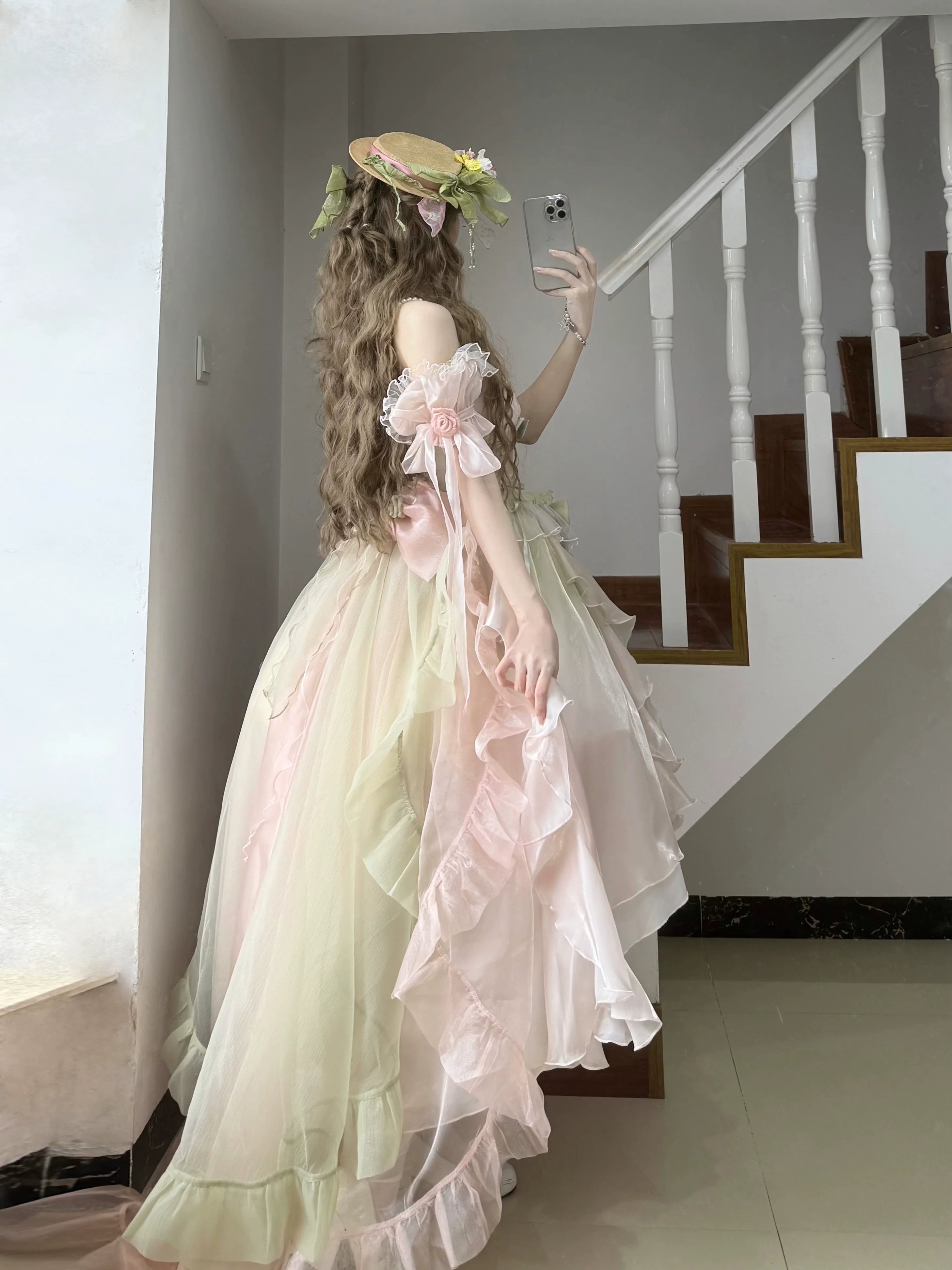 Midsummer Dream - Gradient Color Wedding Lolita JSK Dress Set, Fishbone Waist - image 17