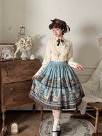 Coffee Bookshelf - Classic Lolita JSK and SK Set, Coffee Cup and Book Print - image 4