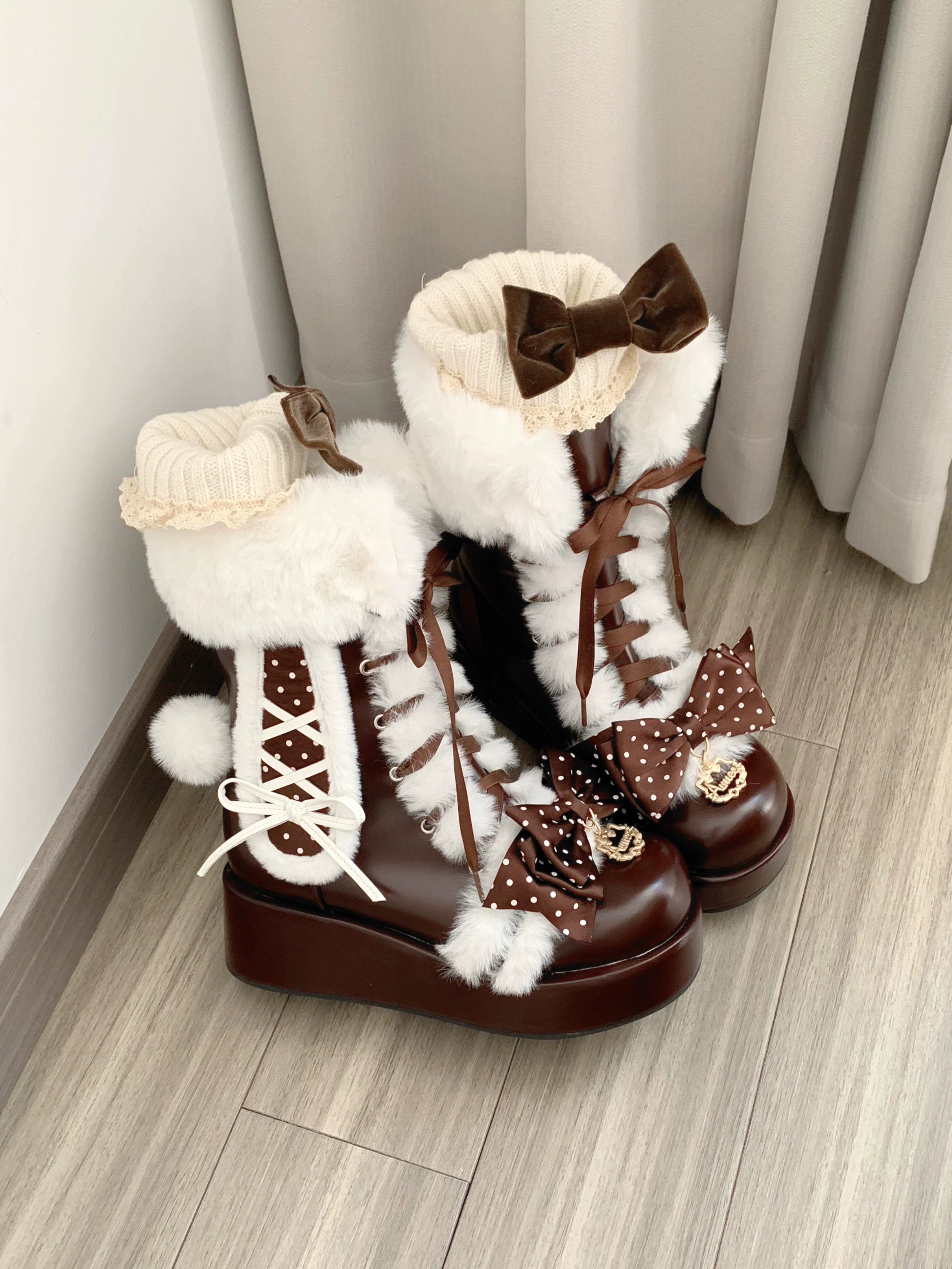 Cherry Snow Bunny Ears - Winter Sweet Lolita Boots, Bunny Ears - image 16