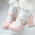 Wanxiang Cycle - Elegant Lolita Heels with Embossed Rose - image 1