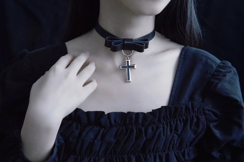 Gothic Lolita Cross Leather Choker - image 15