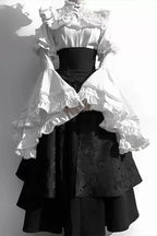 Dark Gothic Lolita Ruffle Blouse and Skirt Set - image 3