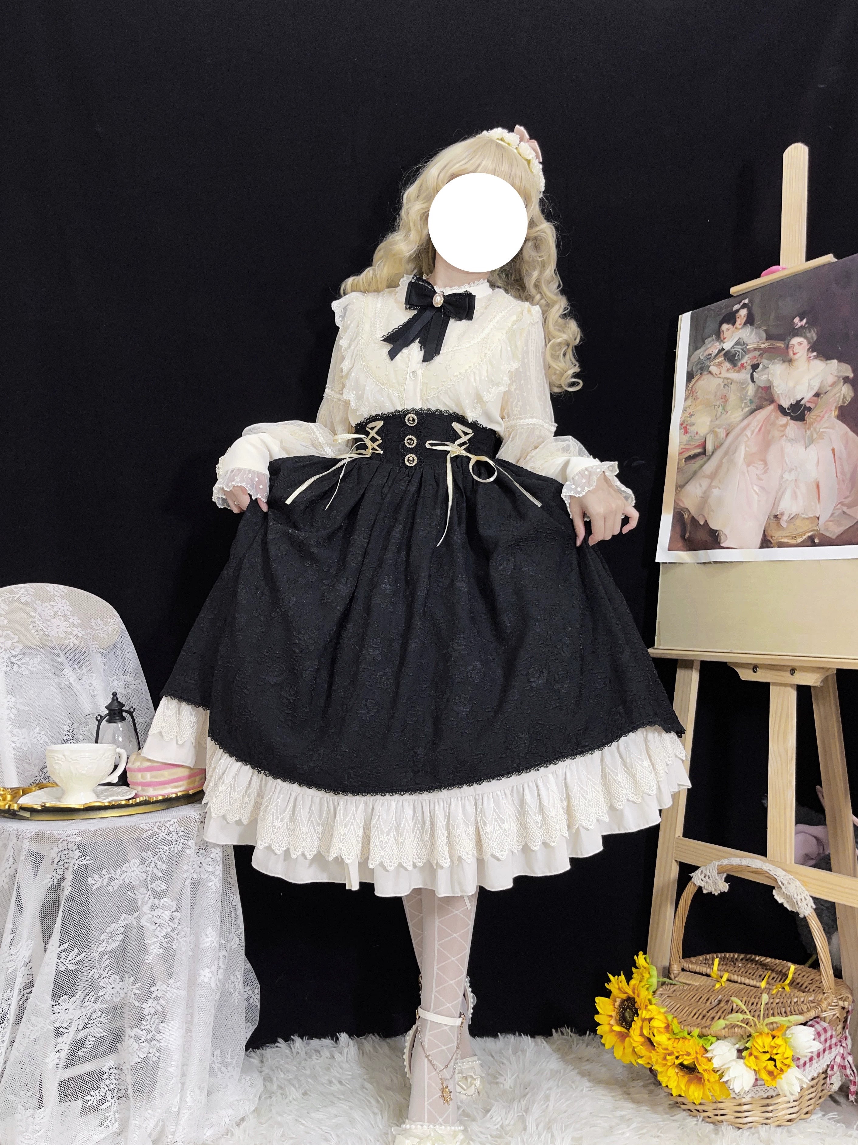The Heart of the Rose - Elegant Retro Lolita Skirt High Waist SK Blouse - image 5