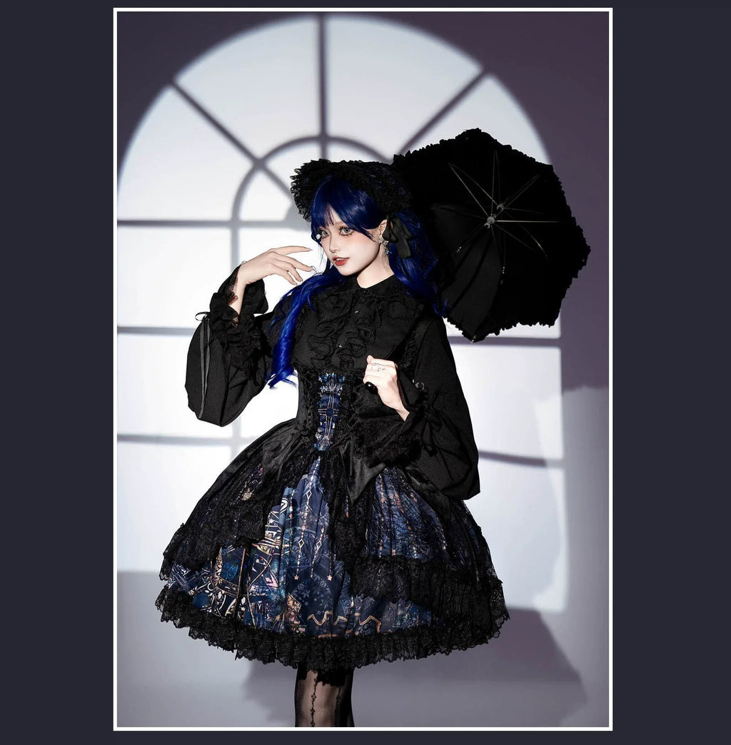 Night Traveler - Classic Gothic Lolita Dress with Stained Glass Window Print - image 37