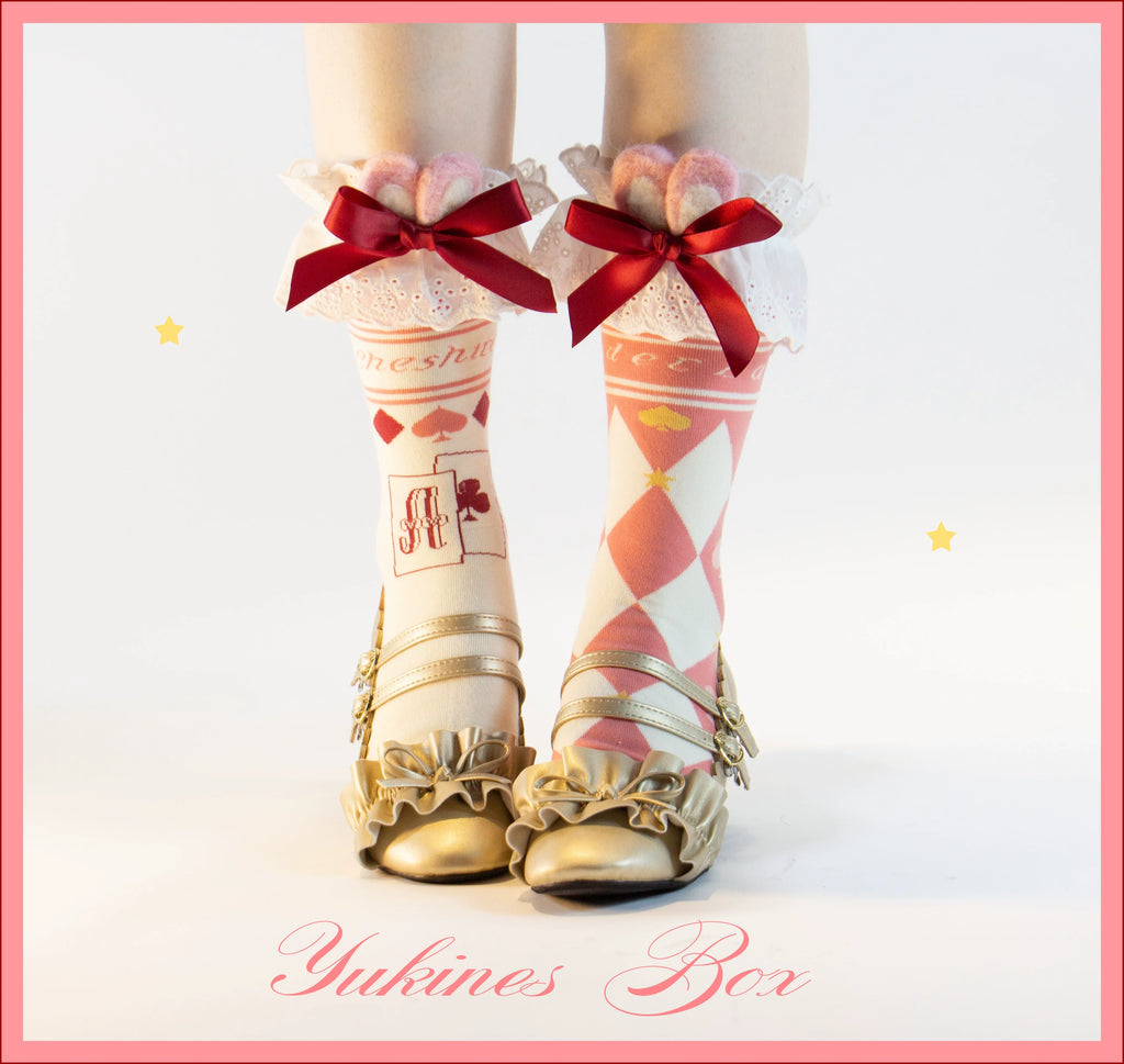 Daily Lolita Cotton Asymmetric Print Socks - image 22
