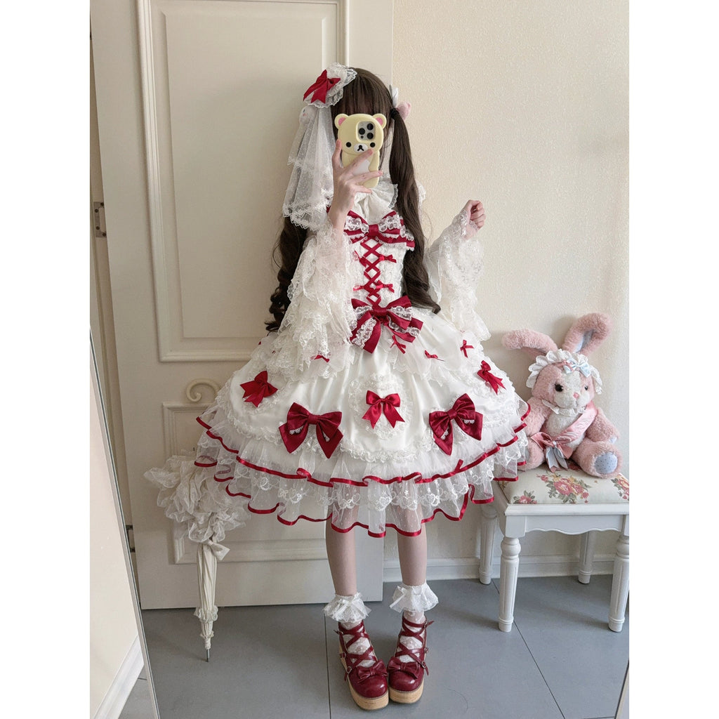 Velvet Sweetheart - Doll-like Sweet Lolita Jumper Dress, Bow Accents - image 24