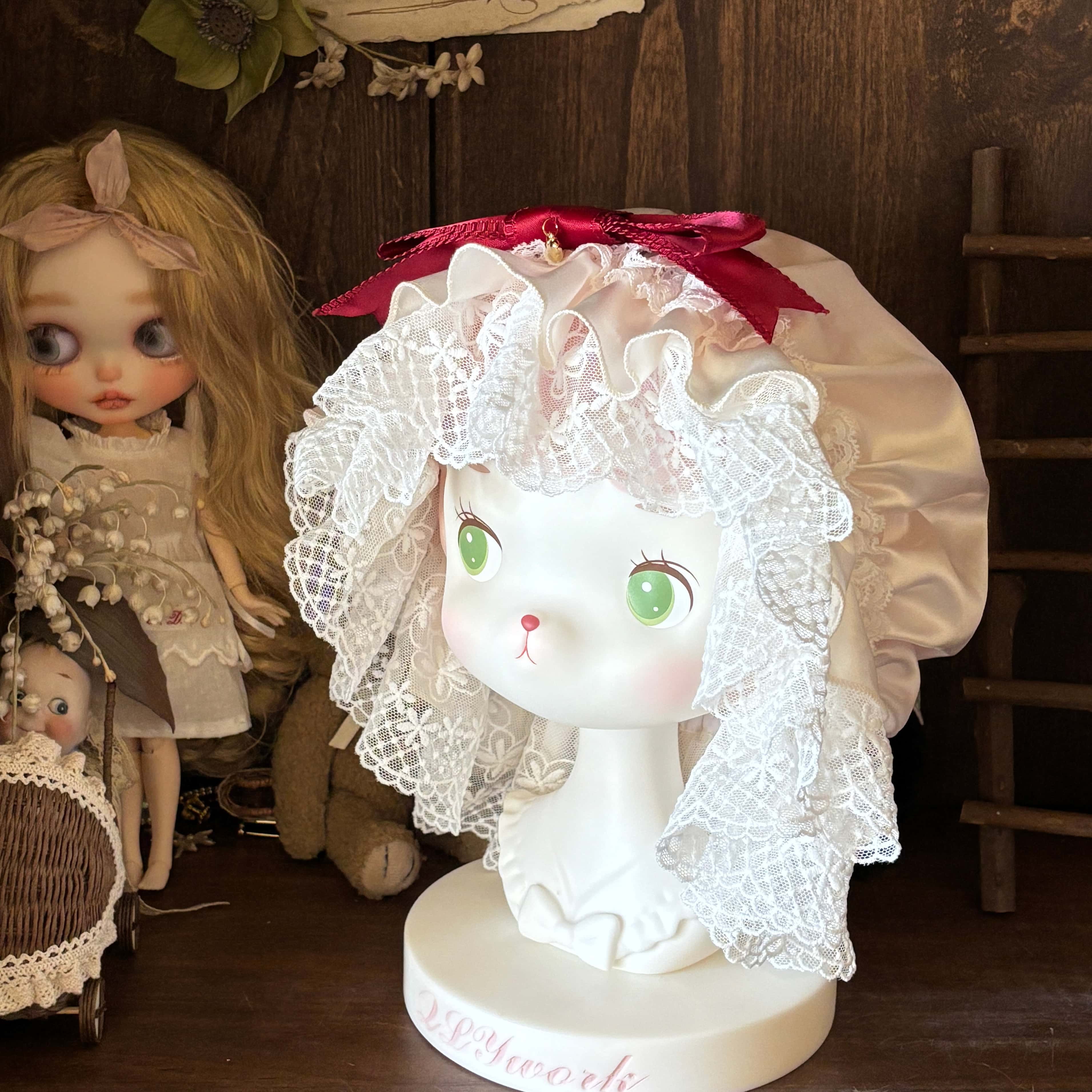 Paria Cream Strawberry Satin Lolita OP Dress and Accessories - image 15