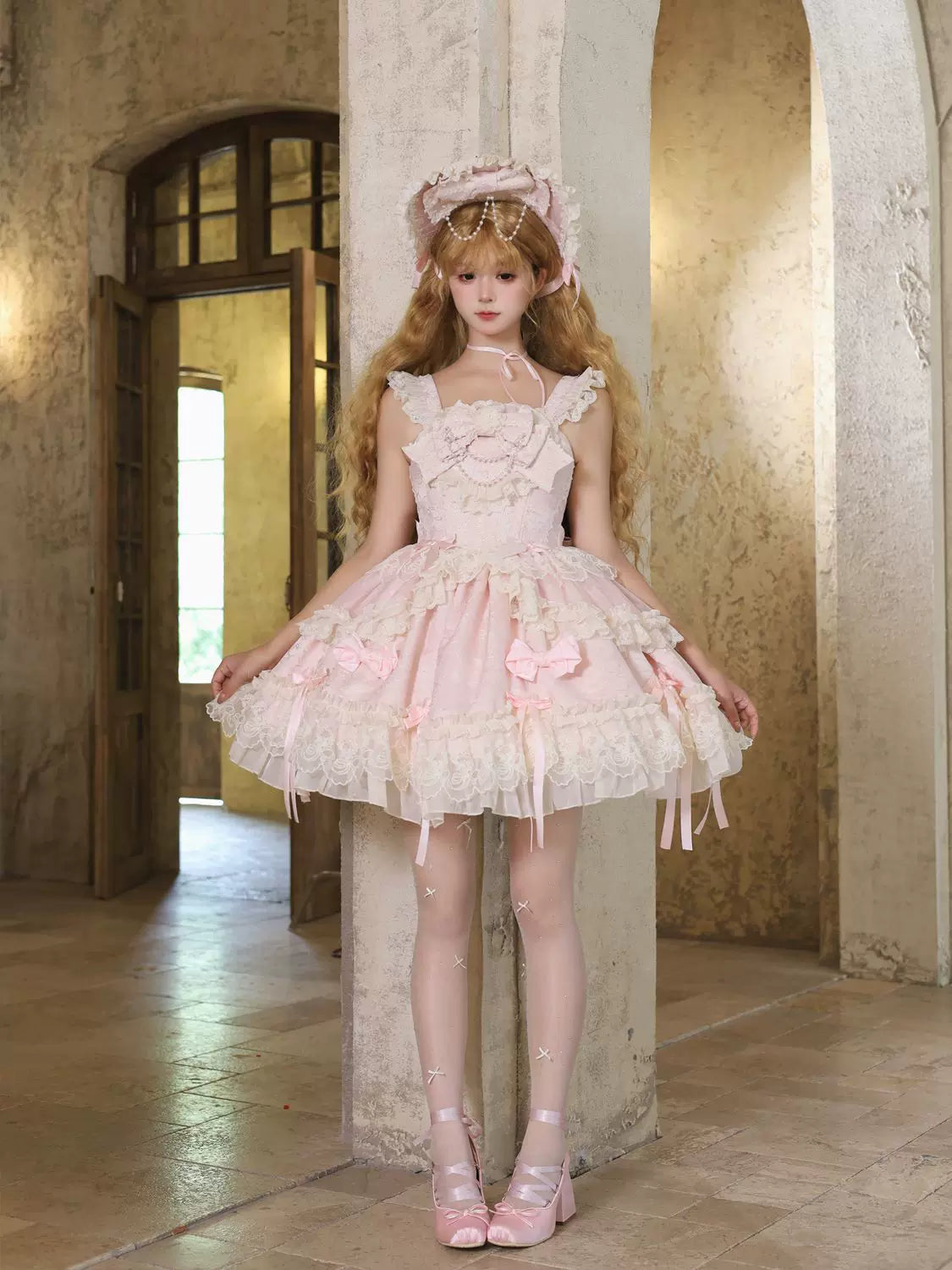 Blooming Love - Ballet-inspired Sweet Lolita JSK Dress, Lace & Bows - image 10