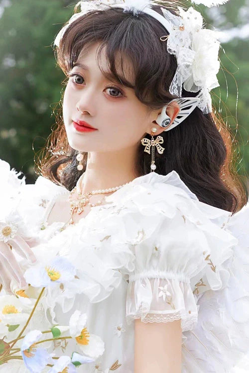 Lily Miss - Elegant Lolita Pearl Necklace and Earrings Set - image 9