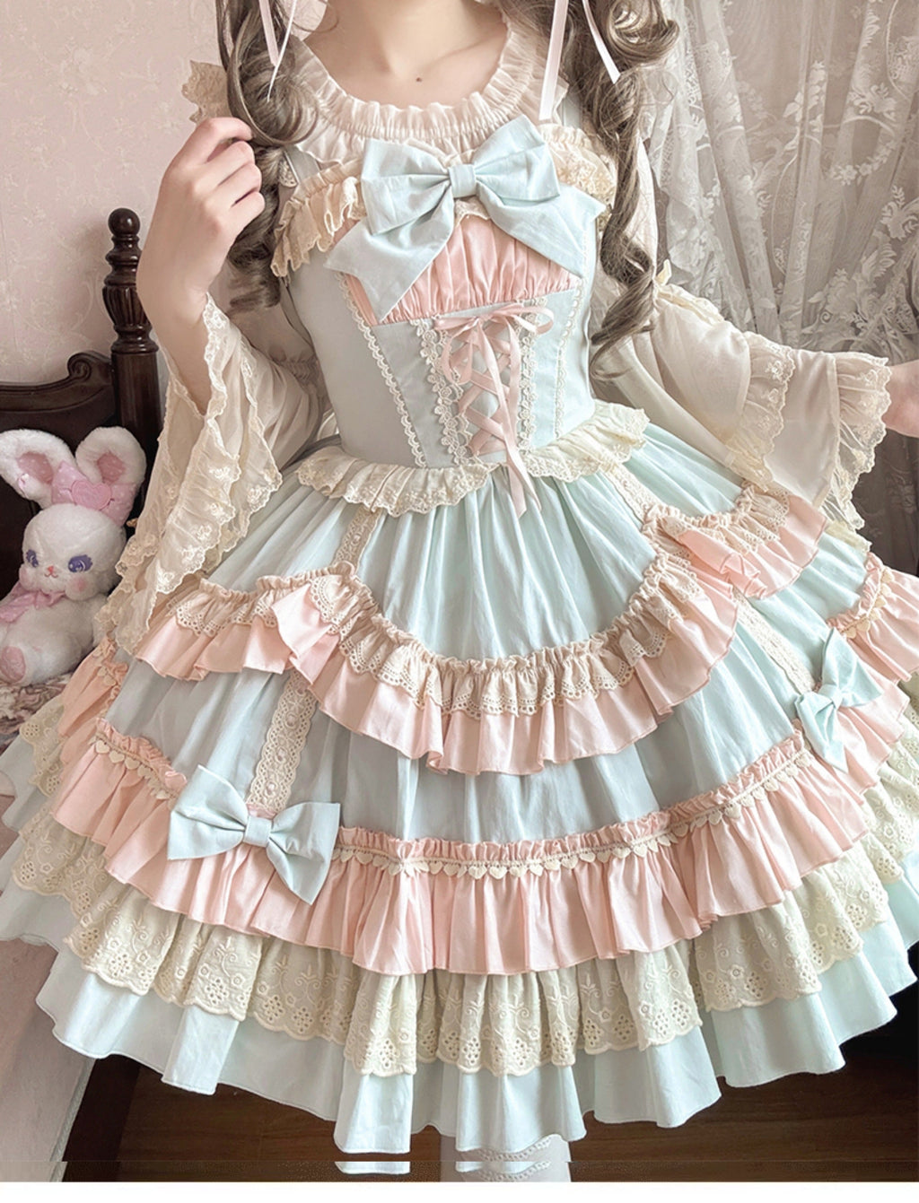 Sweet Mousse - Sweet Lolita JSK in Playful Colors with Bow Decoration - image 8
