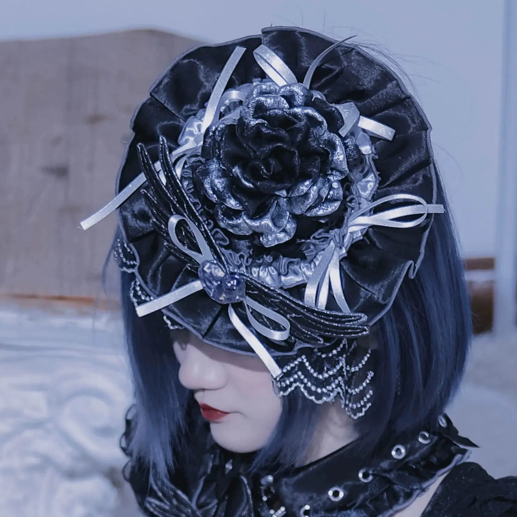 Metallic Angel Black Gothic Lolita Top and Ruffled Skirt Set - image 31
