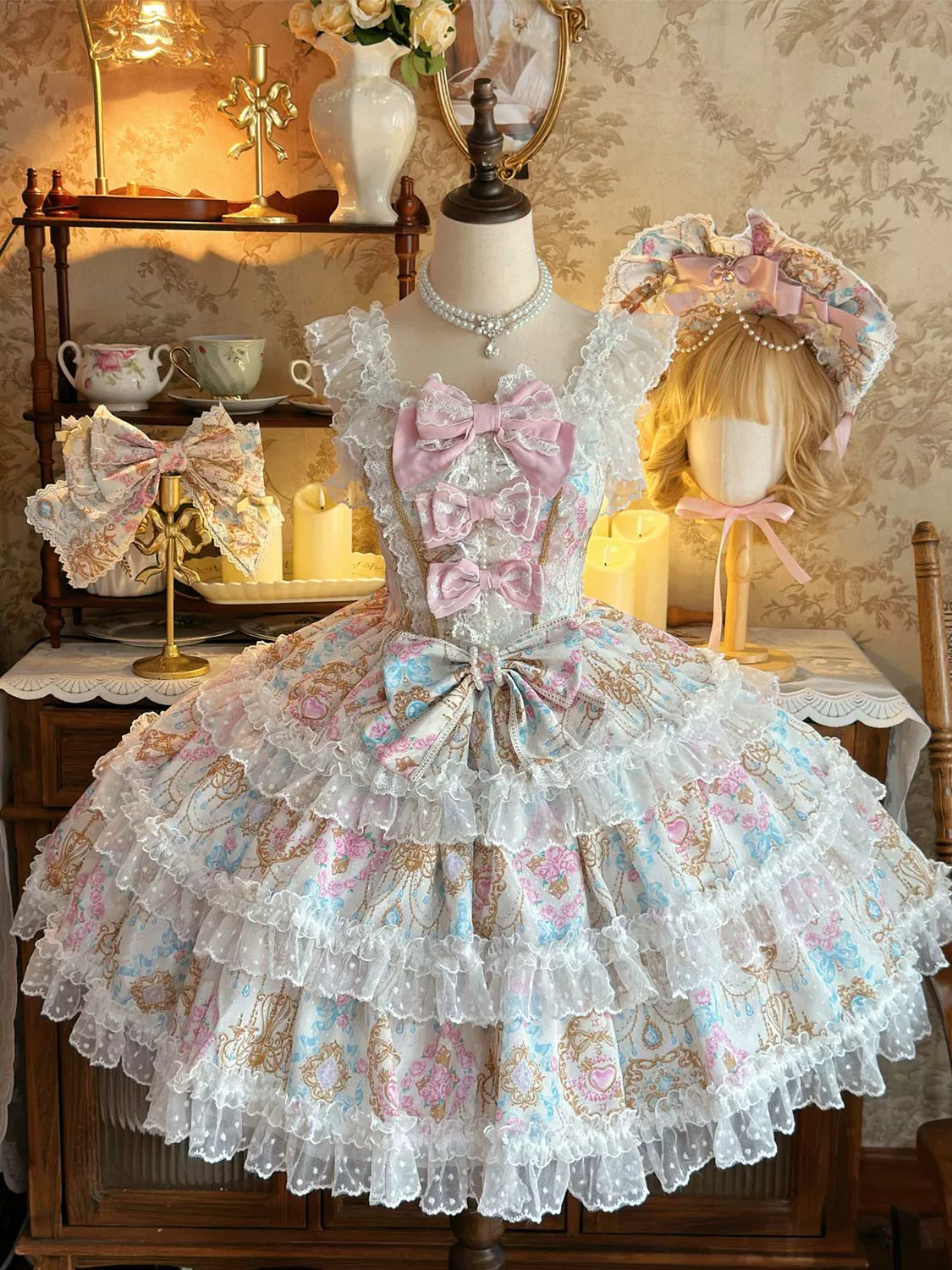 Candelabra Ode - Doll-like Sweet Lolita JSK Dress, Side Zipper - image 4