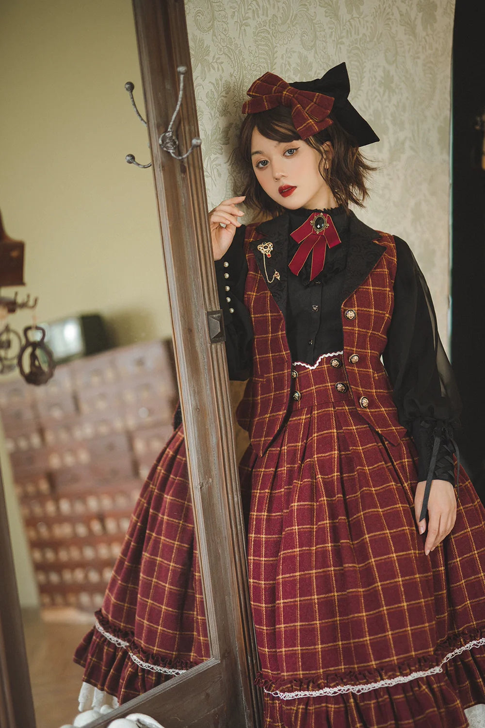 Rose - Elegant Lolita Fishbone Grid Skirt Customized - image 13