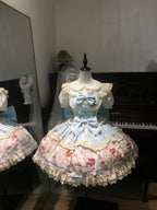 Bunny Party Sweet Lolita Printed JSK Dress with Bow Train - image 4