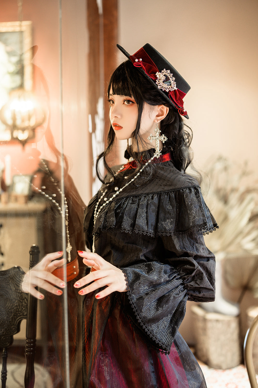Elegant Bow Lolita Flat Bonnet - image 4