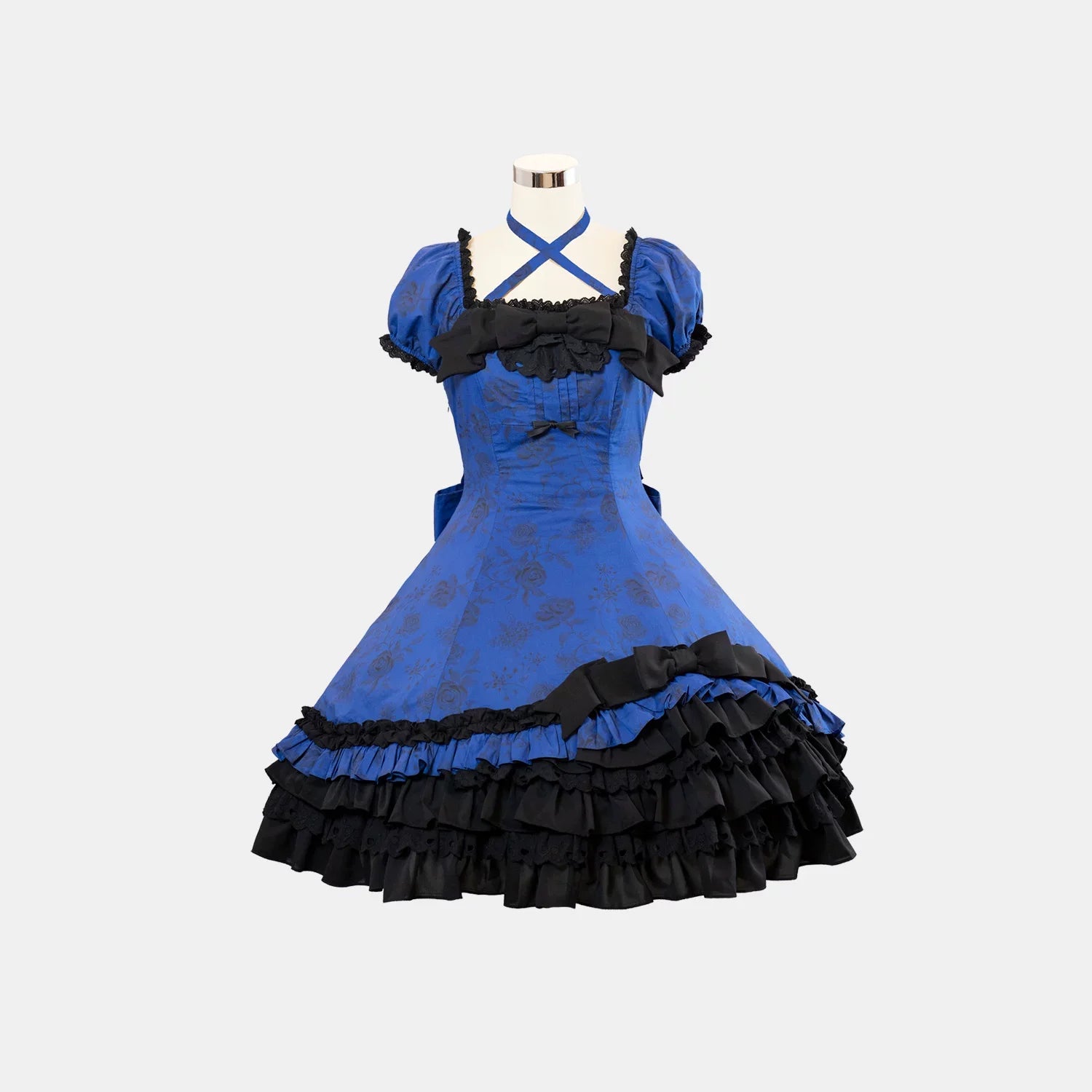 Bliss Bouquet - Cotton Old School Lolita Dress, Rose Print and Layered Hem and Accessories - image 23