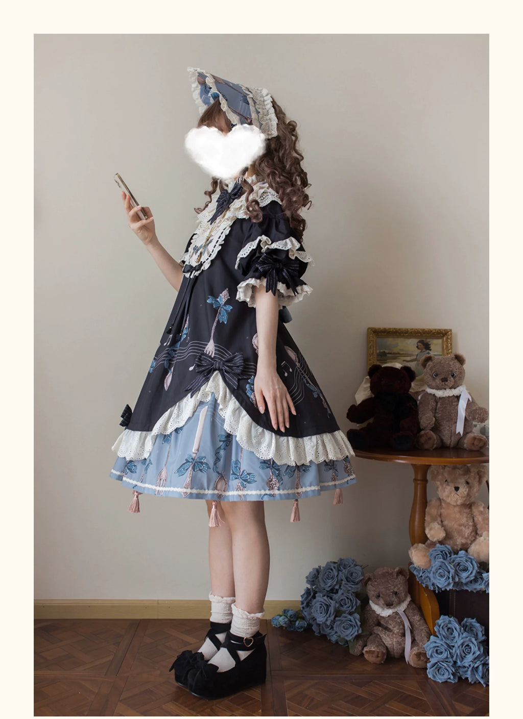 Witch's Banquet - Printed Doll-like Sweet Lolita OP, Apron-like Front and Accessories - image 12