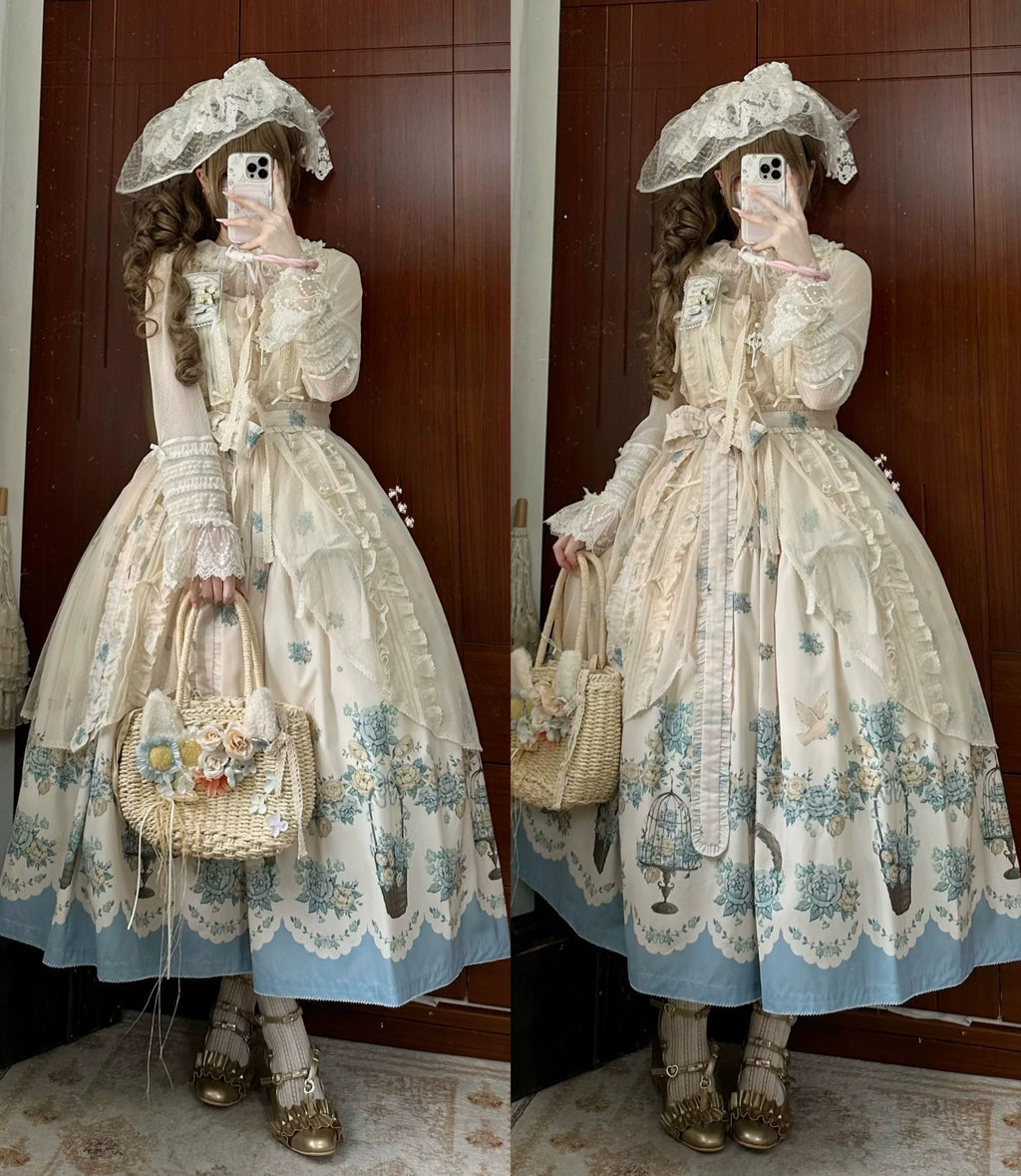 Floral and Bird Series - Classic Lolita JSK Dress, Floral Print - image 32