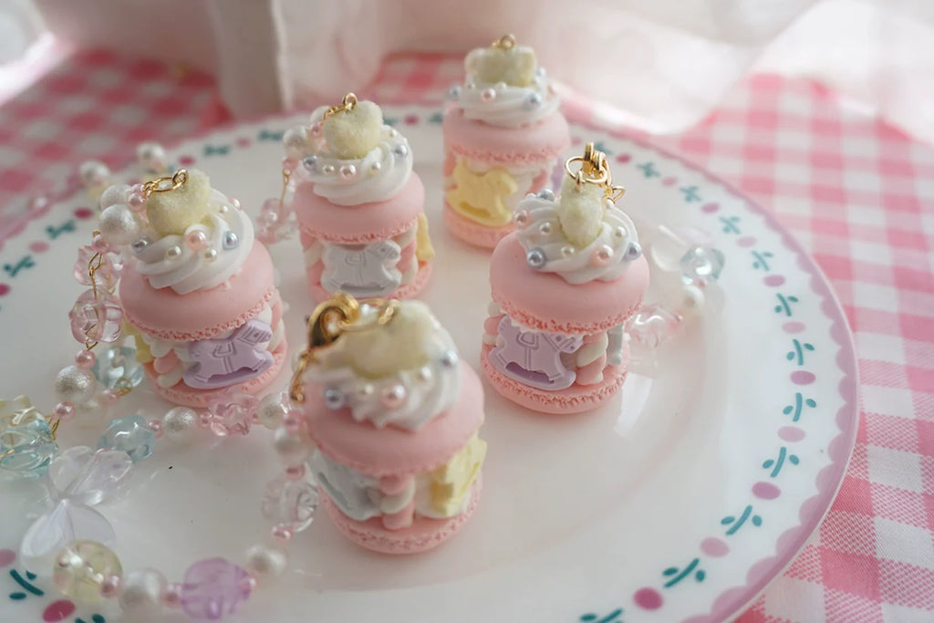 Sweet Lolita Necklace Carousel Cream Macaron Bag Pendant - image 5