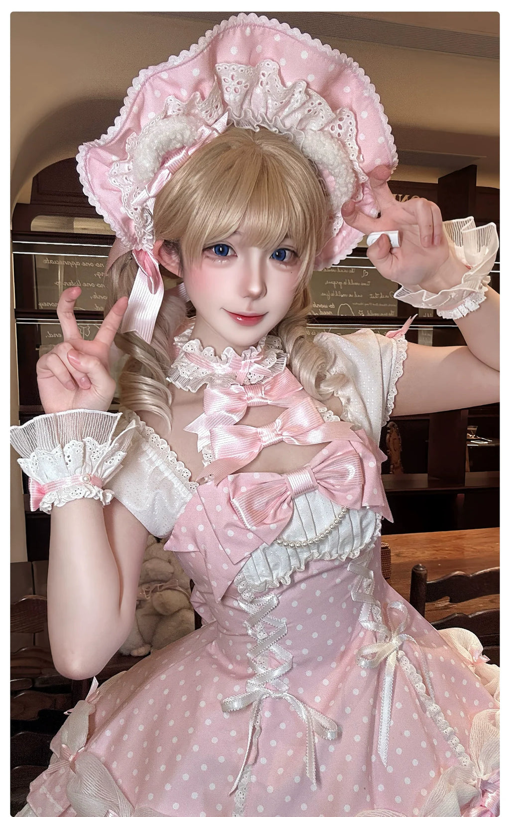 Old School Lolita Halter Neck OP Dress, Polka Dot Accent - image 14
