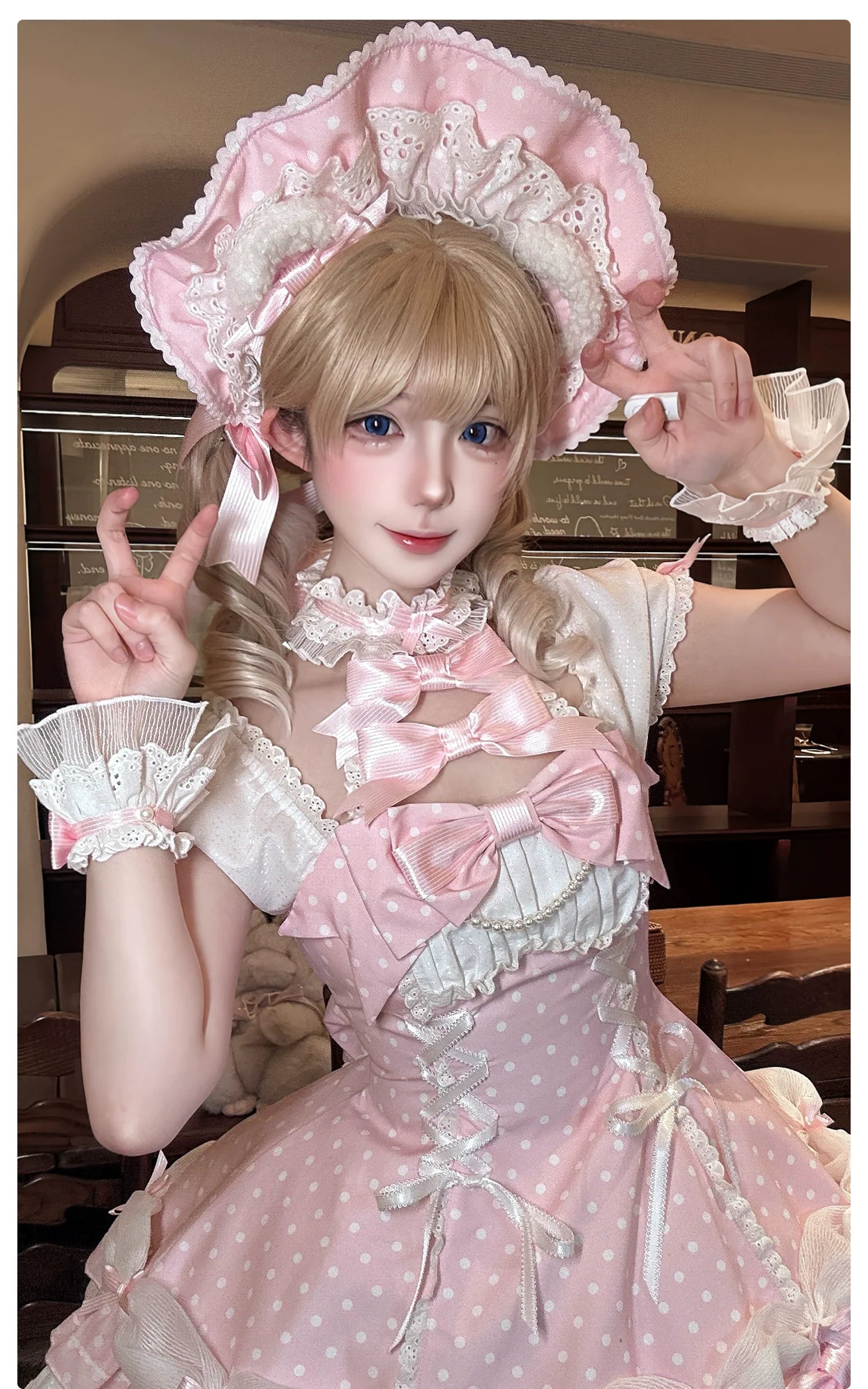 Old School Lolita Halter Neck OP Dress, Polka Dot Accent - image 14