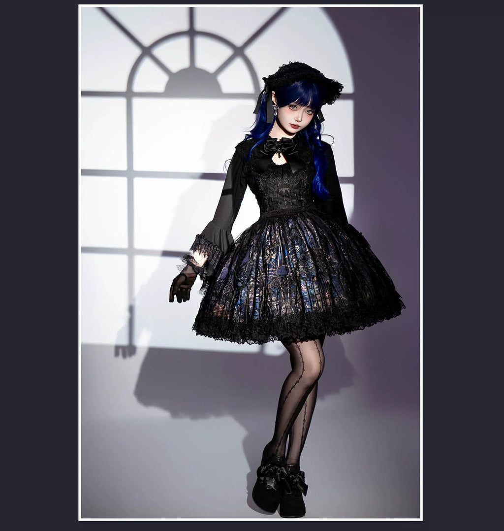 Night Traveler - Classic Gothic Lolita Dress with Stained Glass Window Print - image 41