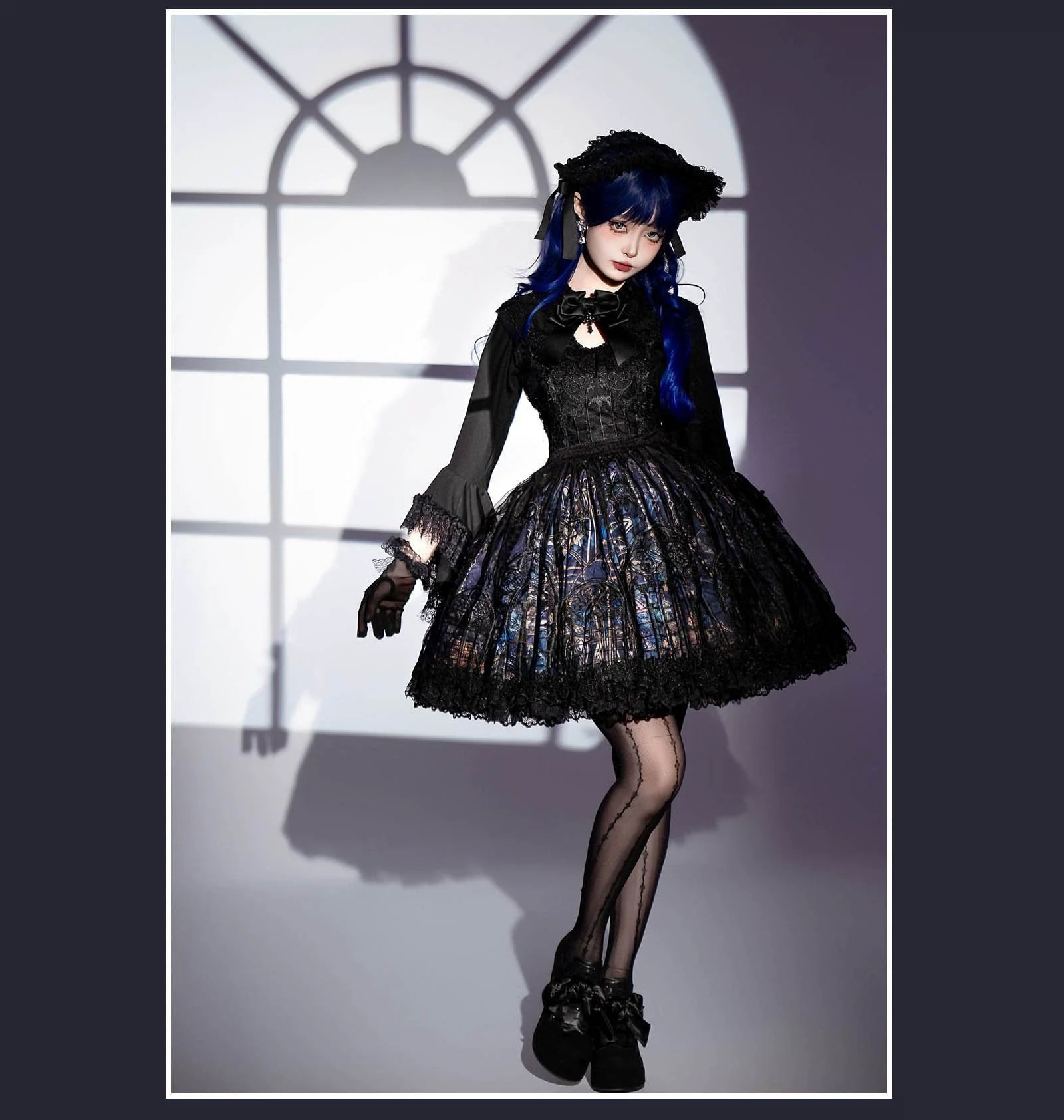 Night Traveler - Classic Gothic Lolita Dress with Stained Glass Window Print - image 41