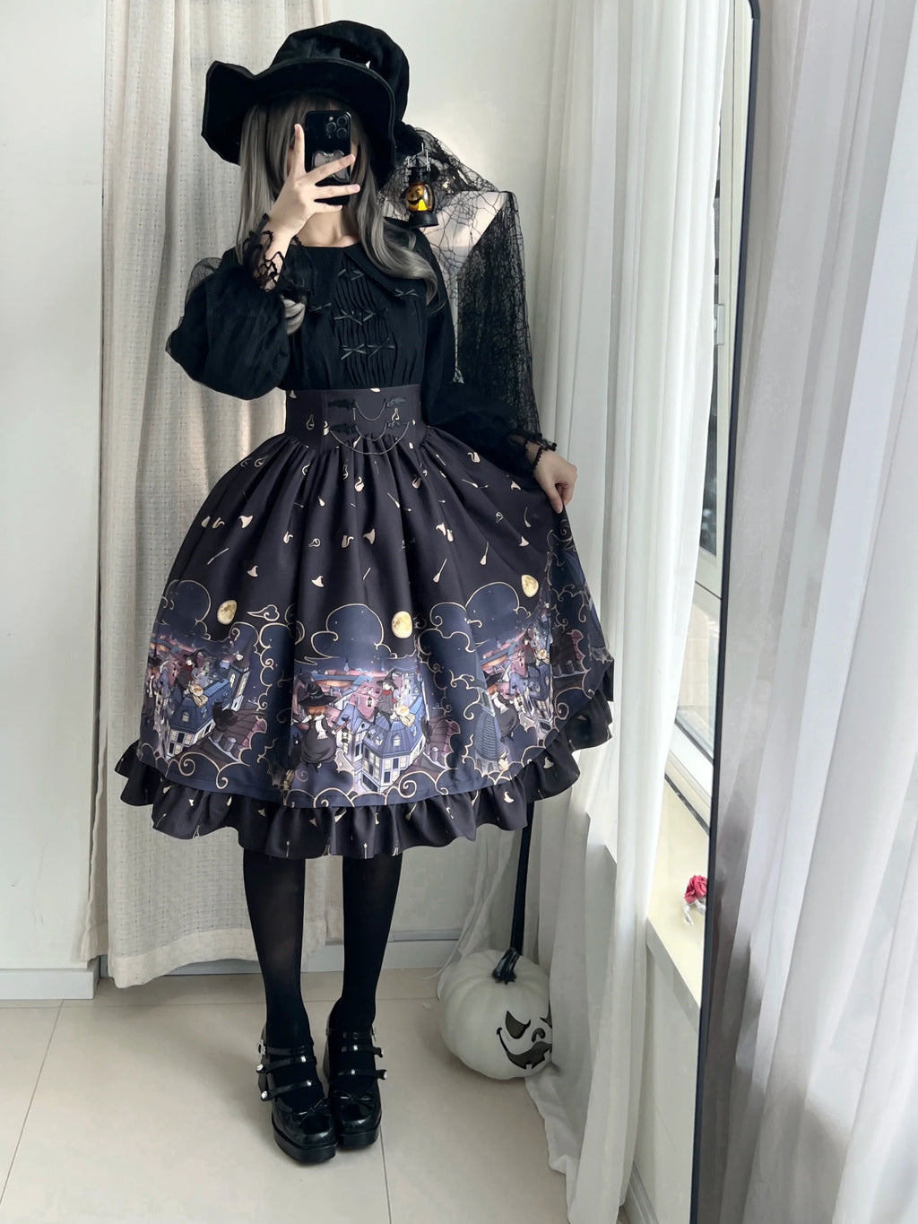 Witching Night - Gothic Lolita SK Halloween Chiffon Skirt - image 5