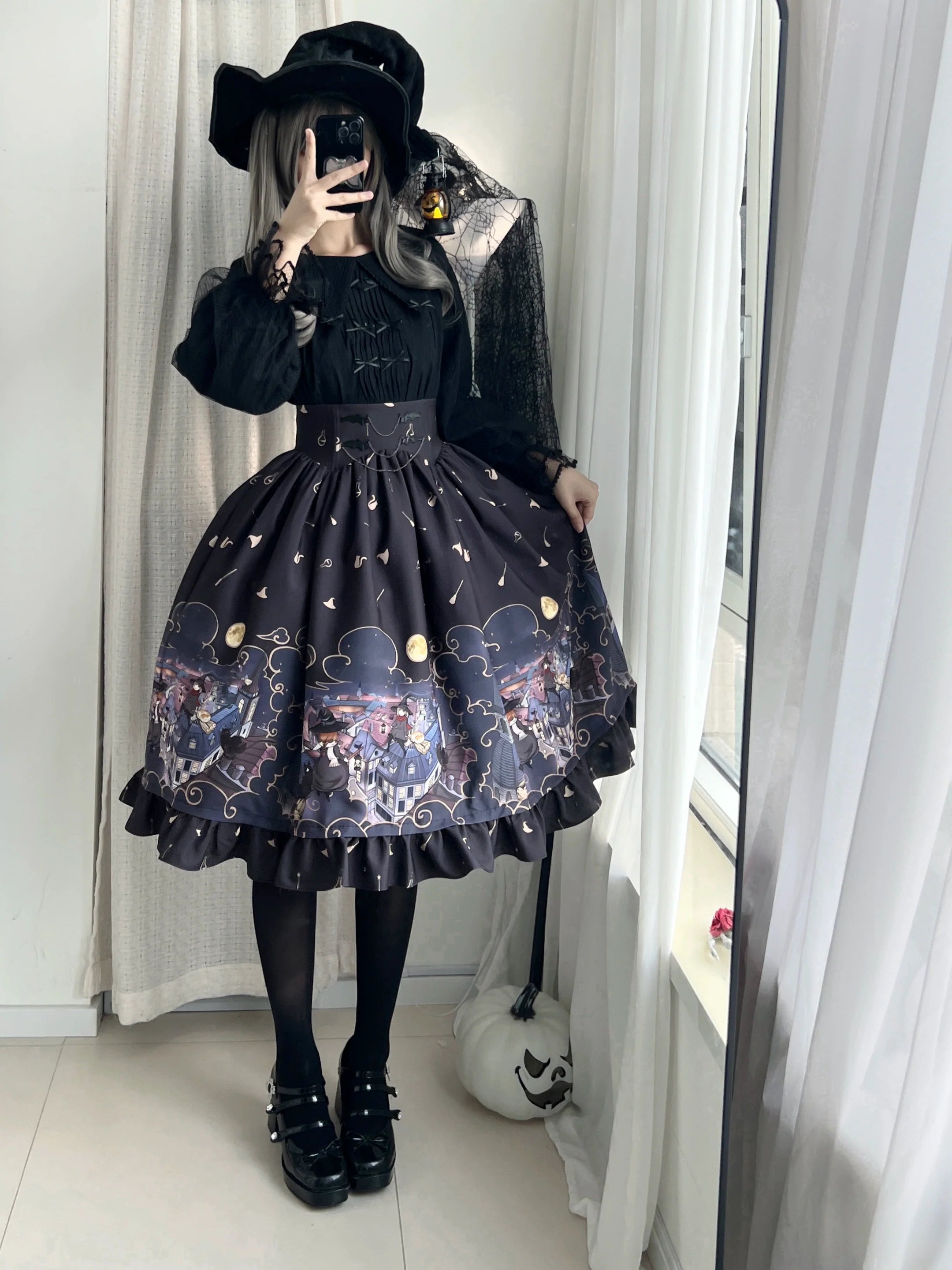 Witching Night - Gothic Lolita SK Halloween Chiffon Skirt - image 5