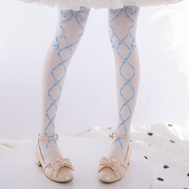 120D Velvet Sweet Lolita Printed Tights - image 2