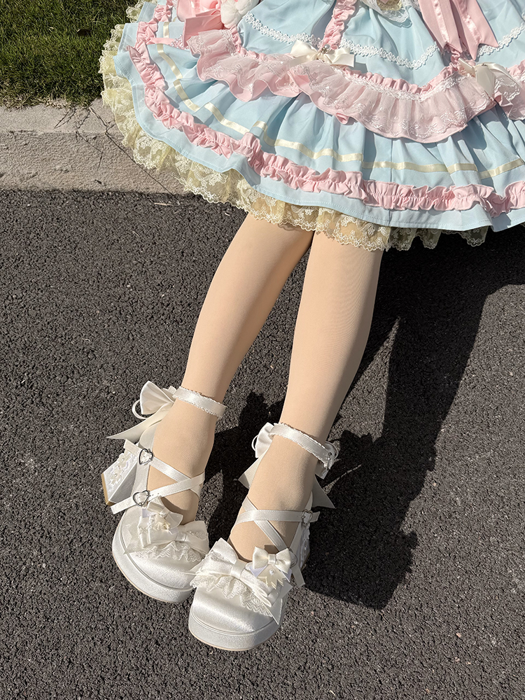 Sakura Oath - Sweet Lolita Chunky Heel, 3D Floral Decoration - image 12
