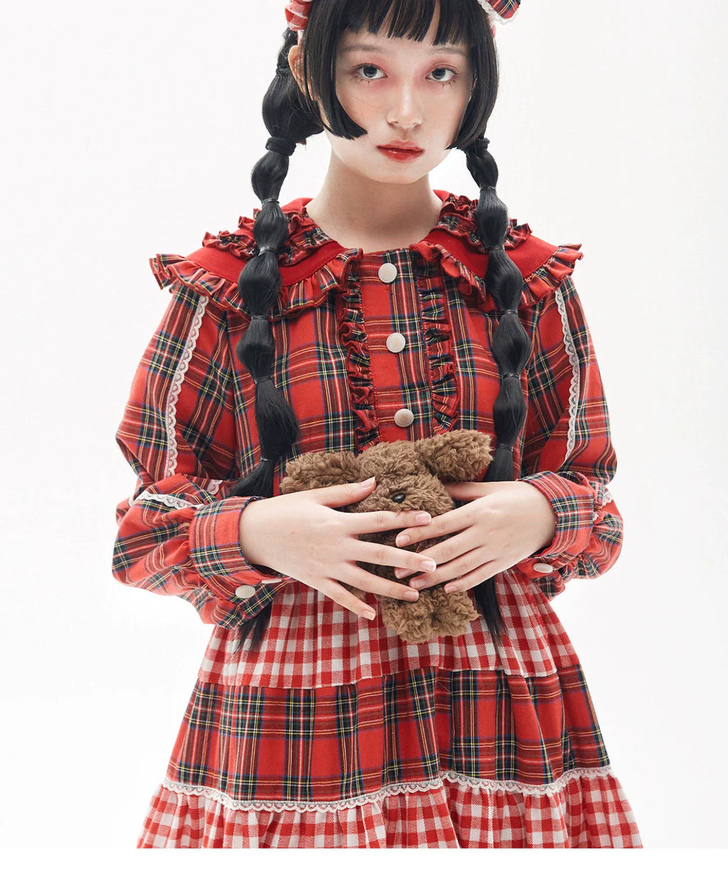 Vintage Lolita OP Dress Red Lolita Plaid Dress for Spring Summer - image 10