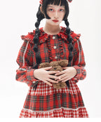 Vintage Lolita OP Dress Red Lolita Plaid Dress for Spring Summer - image 10