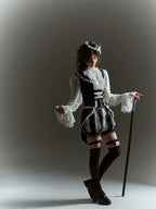 Crow Feather Ode - Ouji Lolita Cotton Linen Shirt and Clock Embroidery Vest Set - image 17