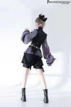 Hunting Rabbit 2.0 - Ouji Lolita Retro Cool Purple Shirt & Shorts Set - image 2