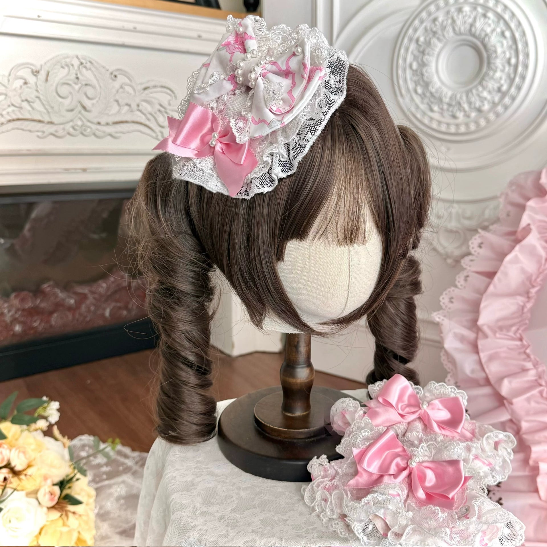 Hanamaru Headpiece - White (one size / choose M) - Summer 2026 TaTaTa Lolita coordinate piece