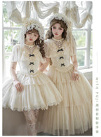 White Mist Promise - Classic Lolita Corset OP Set, Edwardian Collar & Tiered Hem - image 18