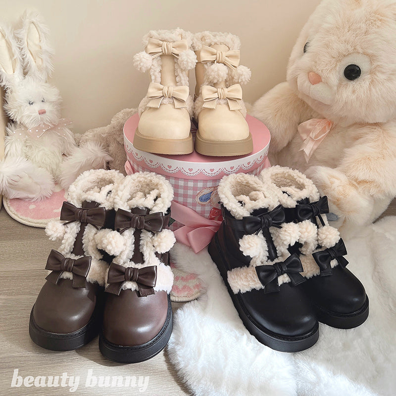 Furry Bear - Winter Cute Lolita Short Snow Boots - image 1