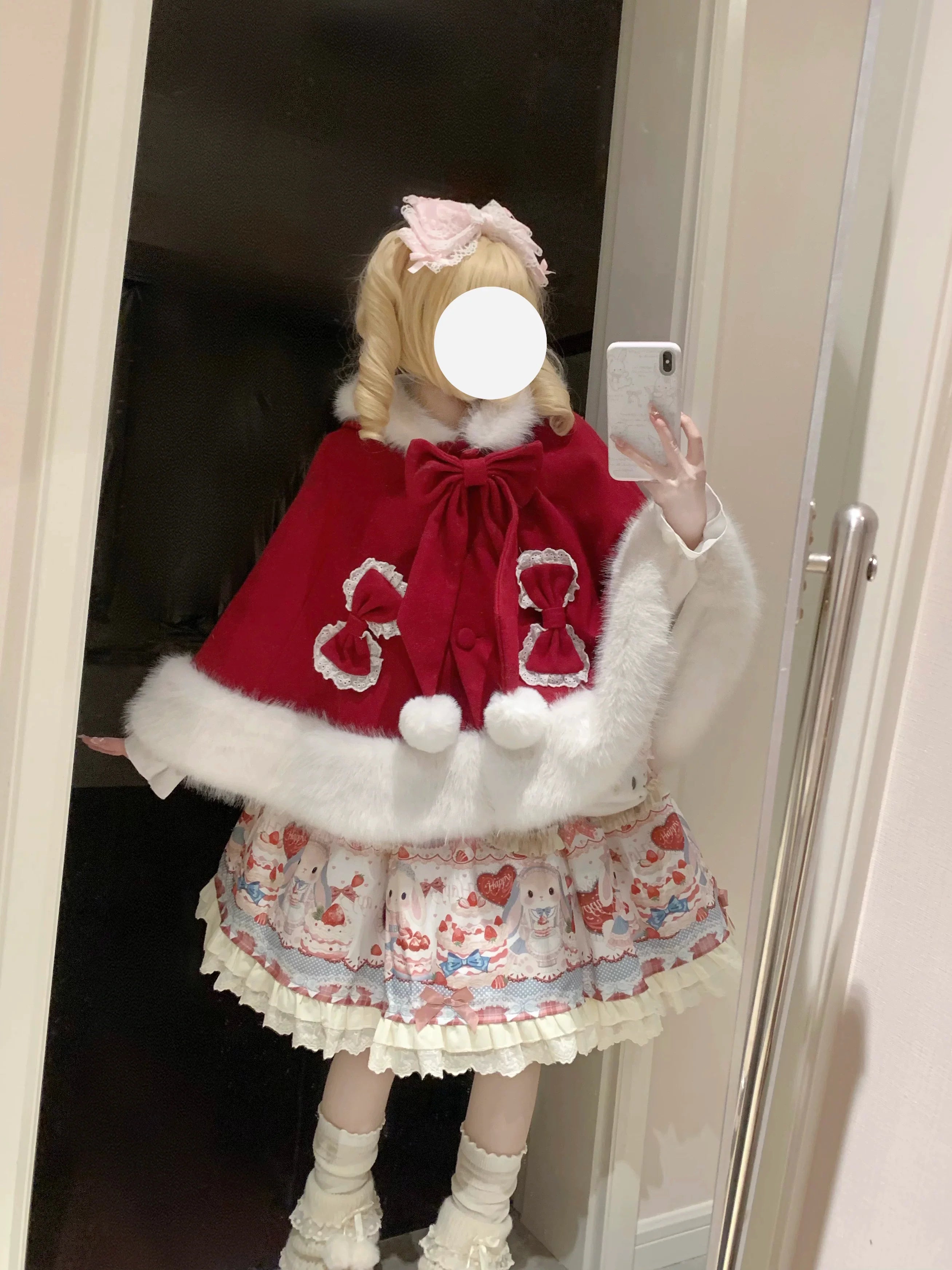 Sweet Lolita Cape, Bunny Ear Hood & Bows - image 3
