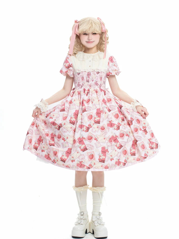 Kawaii Lolita OP Dress, Strawberry Print - image 7